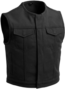 V659TW Mens Short Body Twill Club Vest with Hidden Snaps and Zipper