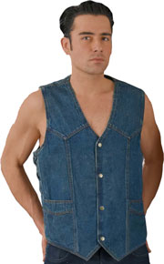 VD1315 Mens Blue Denim Basic Vest with Side Lacing