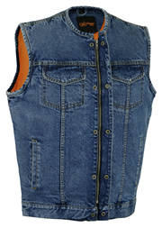 VDM981 Blue Denim Club Vest with Zipper