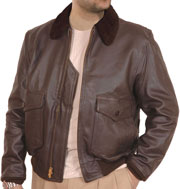 G1-US Navy Military Cowhide Leather Bomber Jacket with Fur Collar