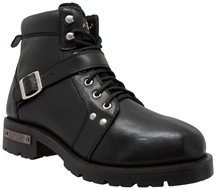 MB9143 Mens Ride Tecs Leather Lace Up Boots with Belt Buckle Strap and Side Zipper