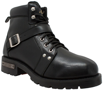 MB9143 Mens Ride Tecs Leather Lace Up Boots with Belt Buckle Strap and Side Zipper Large View