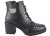 WB7002 Ladies Milwaukee Riders Vegan Leather Slip-On Lace-Up Boots with Studs on Toe Panel Side View