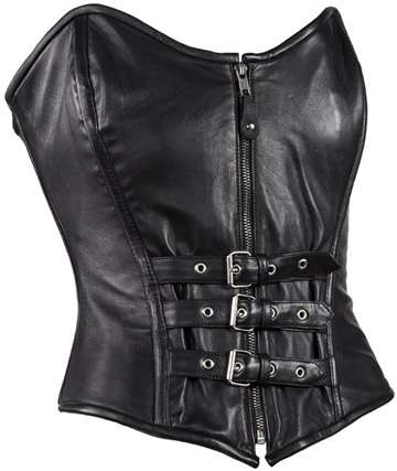 COR-SK1004 Leather Corset with Belt Straps and Adjustable Back Laces Large View