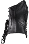 COR-SK1004 Leather Corset with Belt Straps and Adjustable Back Laces Side View