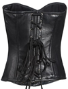COR-SK1005 Leather Corset with Metal Busks and Adjustable Back Laces Back View
