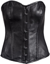 COR-SK1005 Leather Corset with Metal Busks and Adjustable Back Laces Front View