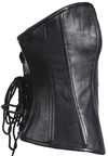COR-SK1005 Leather Corset with Metal Busks and Adjustable Back Laces Side View