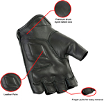 Glove-64 Fingerless Perforated Leather Motorcycle Gloves Back Details View