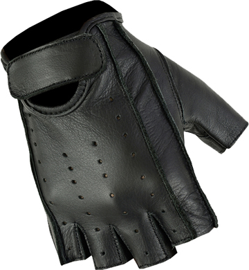 Glove-64 Fingerless Perforated Leather Motorcycle Gloves Large View