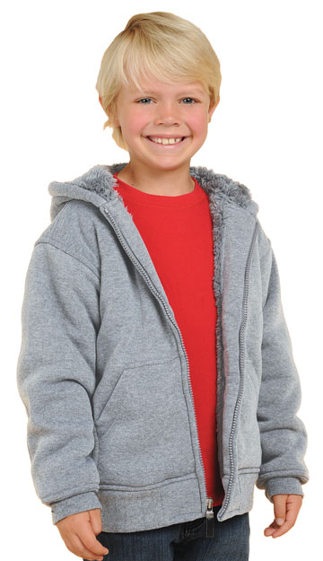 K1179 Boys and Girls Gray Fleece & Inner Sherpa Fur