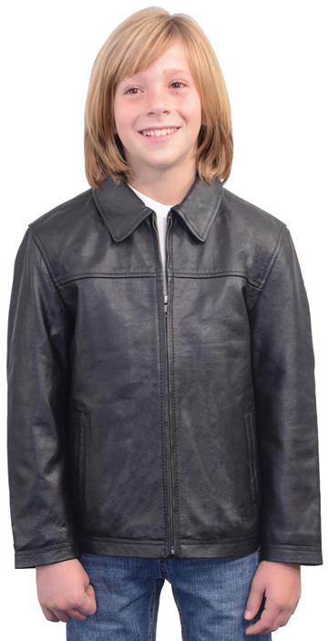 K1940 Kids Leather Stadium Jacket with Plain Cuffs and Waist | Leather.com