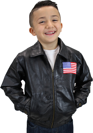 K-Eagle Kids Patchwork Leather Waist Jacket with Eagle Emblem