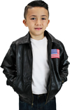 K-Eagle Kids Patchwork Leather Waist Jacket with Eagle Emblem Open View