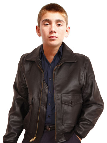 Kids G1 Navy Military Specs USA Made Brown Leather Bomber Jacket