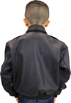 Kids Black A2 Airforce Leather Bomber Military Jacket Made in the USA Back View