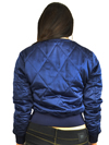 Ladies MA1Q Blue Nylon Military Pilot Specs Quilted Bomber Jacket Back View