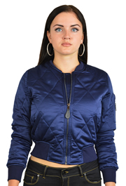 Ladies MA1Q Blue Quilted Nylon Military Pilot Specs Aviation Bomber Jacket