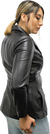Click here for the 74 Ladies Lambskin Leather 3 Button Blazer Made in the USA Side View