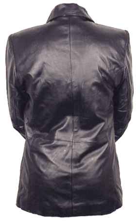 A1 Ladies Leather Clean Cut Panels 4 Button Blazer Back View