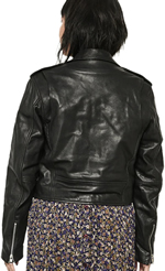 IMOGEN Ladies Lambskin Leather Cropped Biker Fashion Jacket  Back View
