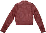 IMOGEN Ladies Red Lambskin Leather Cropped Biker Fashion Jacket  Back View