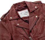 IMOGEN Ladies Red Lambskin Leather Cropped Biker Fashion Jacket Click Here for Close View