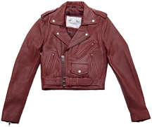 IMOGEN Ladies Red Lambskin Leather Cropped Biker Fashion Jacket