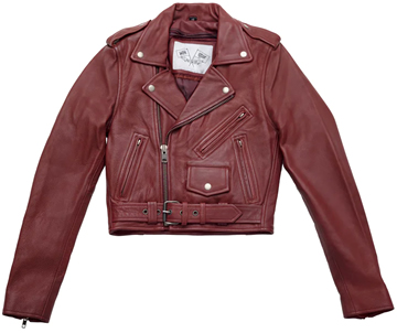 IMOGEN Ladies Red Lambskin Leather Cropped Biker Fashion Jacket Click Here for Large View
