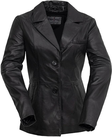 LB3001 Ladies Lambskin Leather 2 Button Blazer with Chest Pocket Large View