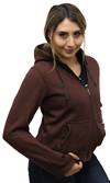 Click here for the LB6841 Ladies Tan Lambskin Jacket with Removable Brown Hoodie Only Side View