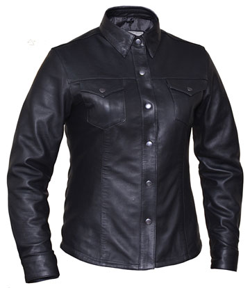 B862 Ladies Western Style Leather Motorcycle Shirt
