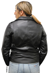 Ladies Davis Classic Motorcycle Jacket with Crossover Collar and Half Belt Made in the USA  Back View