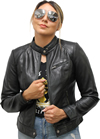 LC6557 Ladies Light Weight Leather Jacket with Mandarin Sport Collar Second Back View
