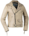LC1082 Sand Cowhide Ladies Vintage Traditional Motorcycle Jacket with Half Belt Front View