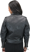 LC137 Ladies Vintage Traditional Motorcycle Jacket with Half Belt Back View