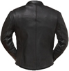 LC2000 Women's Motorcycle Brown Leather Jacket with Short Sport Snap Collar and Zipper Vents Back View