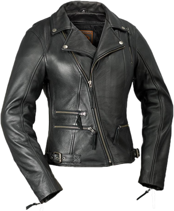 LC160 Ladies Classic Motorcycle Leather Jacket with Crossover Collar ...