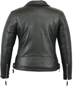 LC602AH Women's Basic Motorcycle Cowhide Leather Jacket Back View