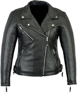 LC602AH Women's Basic Motorcycle Cowhide Leather Jacket