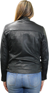 LC6557 Ladies Light Weight Leather Jacket with Mandarin Sport Collar Back View