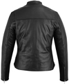 LC839 Women's Short Collar Motorcycle Lightweight Leather Jacket  Back View