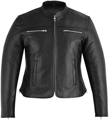 LC839 Women's Short Collar Motorcycle Lightweight Leather Jacket Click Here for Large View