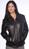 A21051 Ladies Leather Short Zipper Jacket