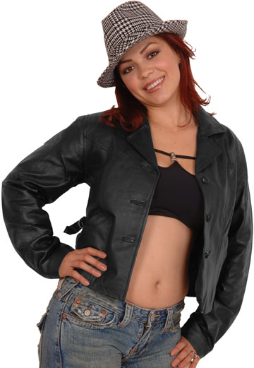 A32 Ladies Napa Leather Short Jacket with 3 Buttons