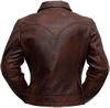 Click here for B1382 Ladies Distress Wine Lambskin Short Zipper Jacket Back View