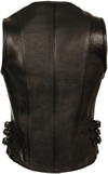 LV1911 Ladies Motorcycle Leather Vest Back View