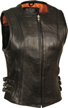 LV1911 Ladies Motorcycle Leather Vest Front View