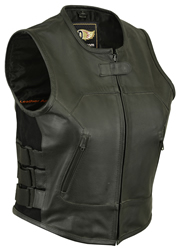LV200 Ladies Tactical Leather Vest with Elastic and Ajustable Straps