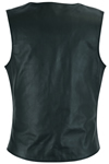 LV204 Ladies Long Body Leather Vest with Snaps and Plain Sides Back View